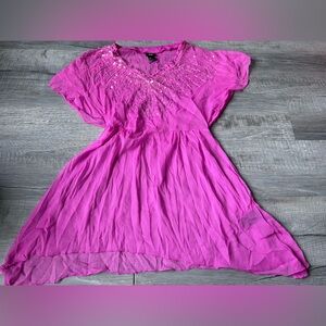 H+M Sheer Flowy Fairy genie lightweight beaded  Blouse Size 2 vacation beachy